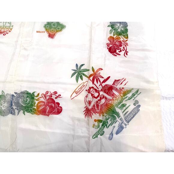 Vintage Hawaiian Islands Map Satin Tablecloth 39x40 + 4 Napkins Deadstock - Picture 7 of 13